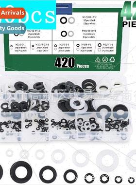 420pcs boxed M2-M12 9 sizes black whe plastic nylon flat was