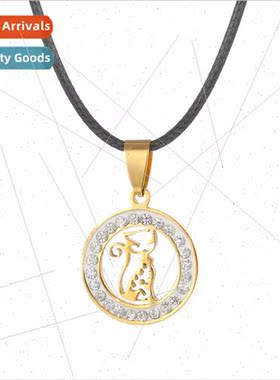 Cute cat pendant female fashion stainless steel wh diamonds