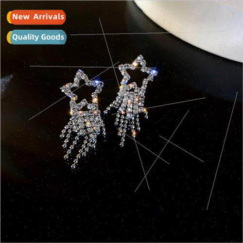 Star tassel earrings 2023 new tide niche earrings s925 silve