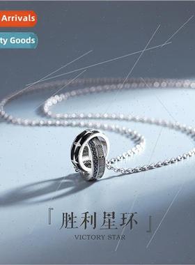 lver-plated necklace men versatile niche boys pendant double