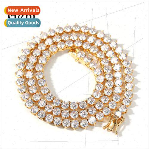 Hip Hop AAA Zirconia Necklace Men Three Claw Set Pink ngle R