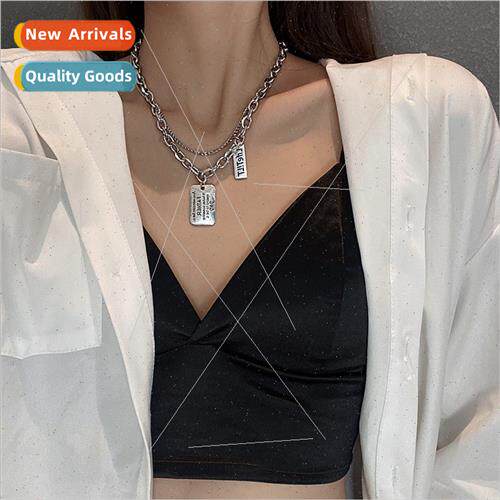 Letters double layered necklace female ins tide hip hop Euro