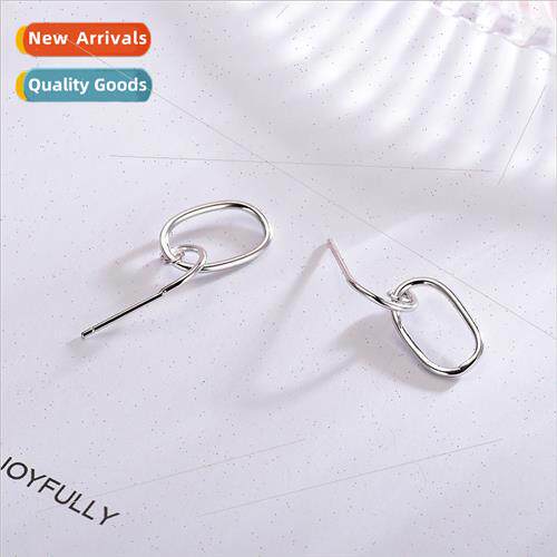 Korea jewelry s925 glossy handmade geometric silver earrings