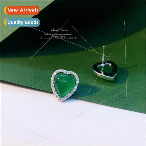s925 silver earrings female niche love chalcedony earrings v