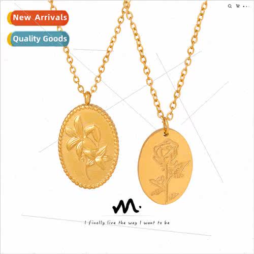 New ins flowers stainless steel pendant tanium steel gold-pl