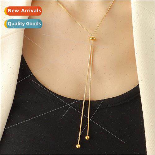 Round Snake Chain Necklace mple Versatile Long Sweater Chain