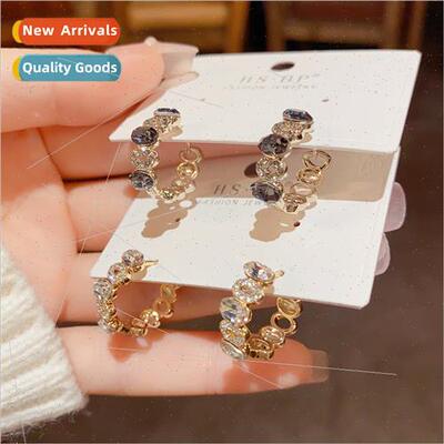 Korea celebry full zirconium earrings female niche fashion d