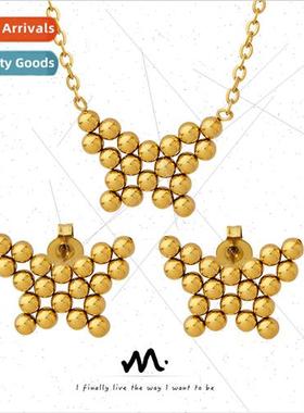 Europe niche small beads handmade butterfly stud earrings ne