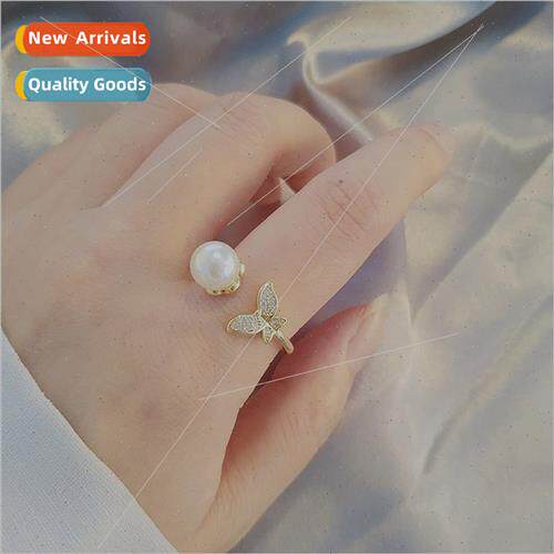 Korea new butterfly pearl open ring romantic confession hjew