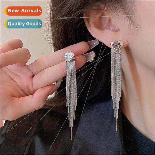 Long tassel earrings niche pleated love earrings cold wind e