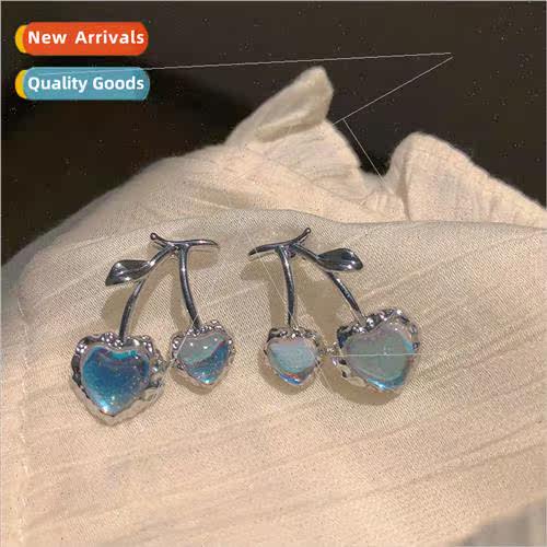 Moonstone cherry earrings sense ins niche earrings love funk
