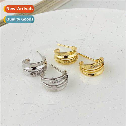 S925 silver earrings women INS geometric mini earrings wh di