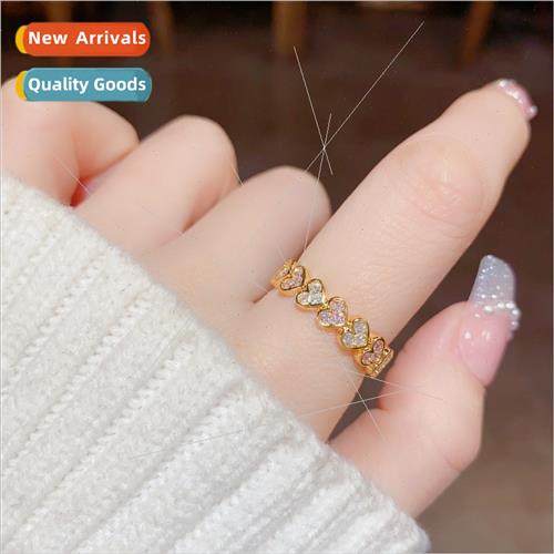 Delicate sweet simple zirconia love ring versatile index fin
