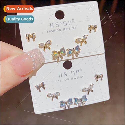 Koreasweet delicate niche bow earrings combination female fa