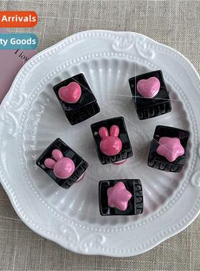 Pink heart hair clips y2k sweet cool girl back head grab cli