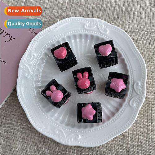 Pink heart hair clips y2k sweet cool girl back head grab cli