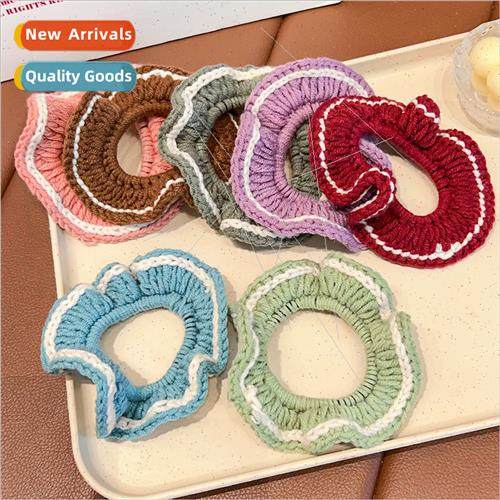 Vintage color clashing girl wool hair ring handmade braided