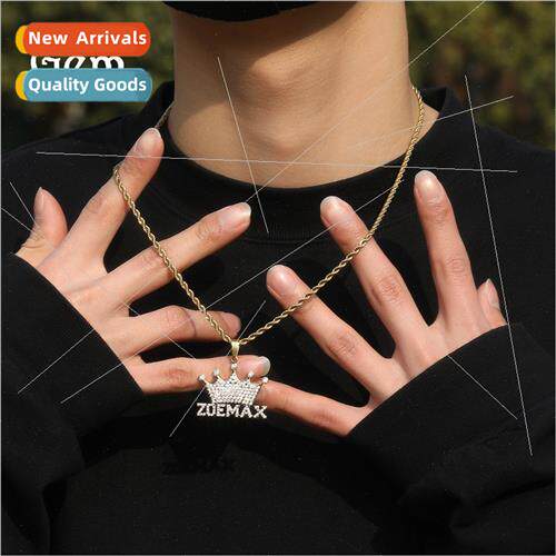 Europe Hip Hop Necklace Stainless steel wh diamonds letters
