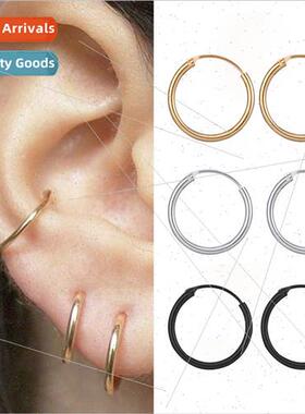 Fashion simple round circle metal small earrings creative pu