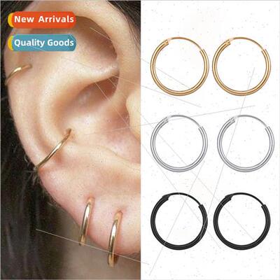 Fashion simple round circle metal small earrings creative pu