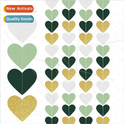 Vintage green heart pull flower paper golden onion paper gra