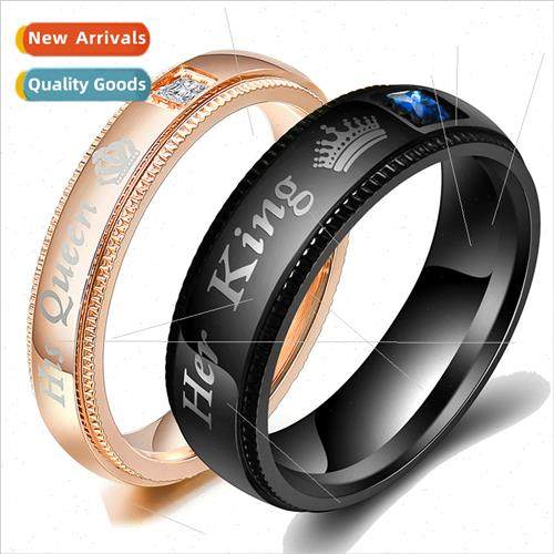 Europe Couple Ring Her king His Queen Crown Couple Tanium St
