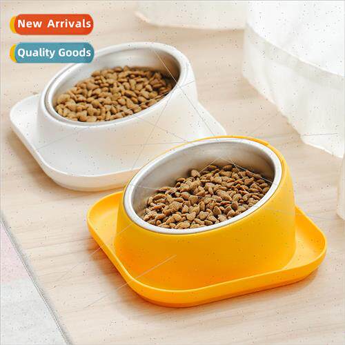 Cat Bowl Double Bowl Slanted Mouth Bowl Dog Food Bowl Protec