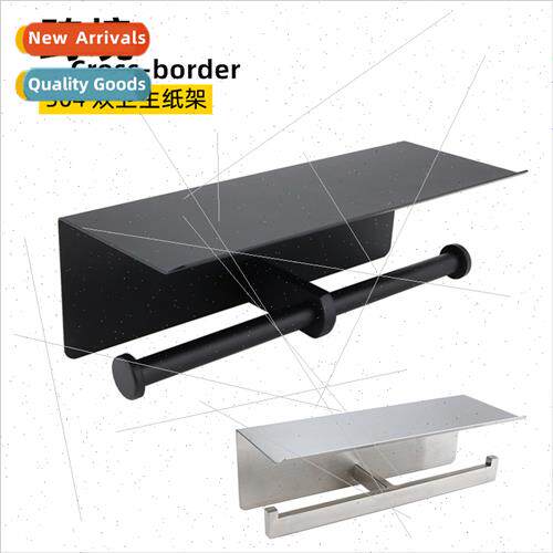 Square hole-free toilet cell phone paper towel holder stainl