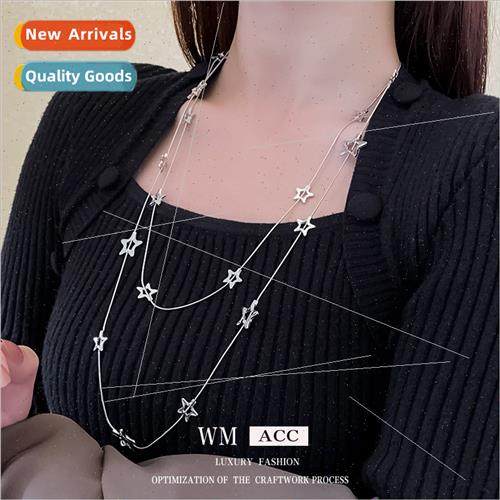 Skeleton metal star double layer necklace fashion collarbone