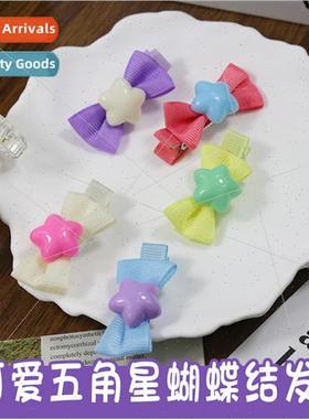 Clashing stars bow hair clips children versatile candy color