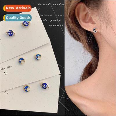 mple cartoon compact planet earrings female sleep free pick