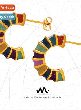 Korea does not lose color simple hundred wh earrings tanium