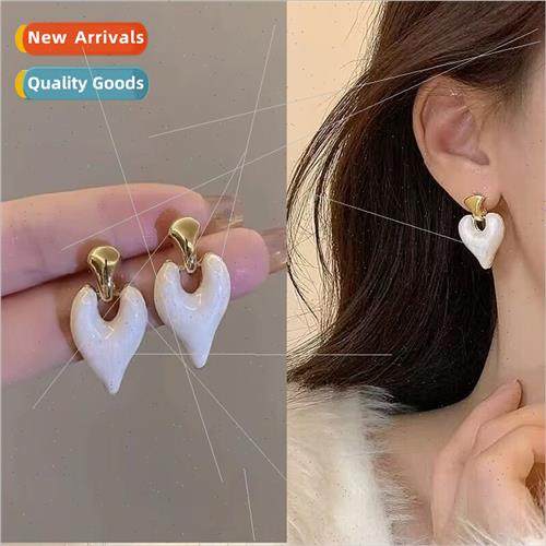 S925 silver pin 2023 new wave drip glaze love earrings femal