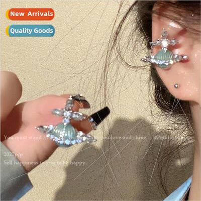 Dreaming stars Saturn zirconia ear clips whout ear holes fem