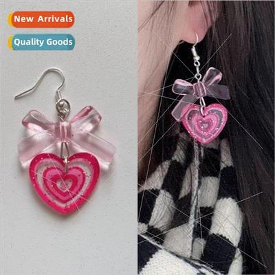 Sweet love heart pendant earrings niche premium y2k teenage