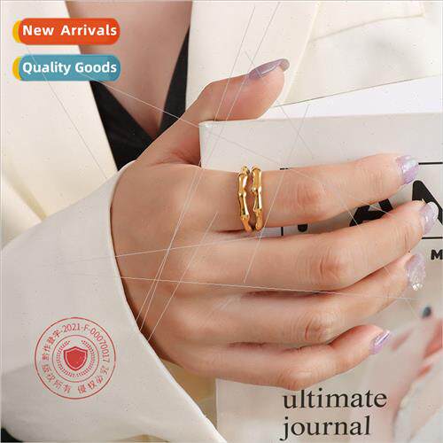 Europe ins fashion texture double bamboo open ring tanium st