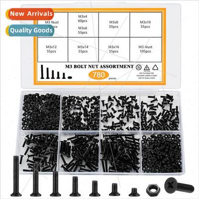 780pcs Black Hardened Phillips Small Screws M3M4 Set 440pcs