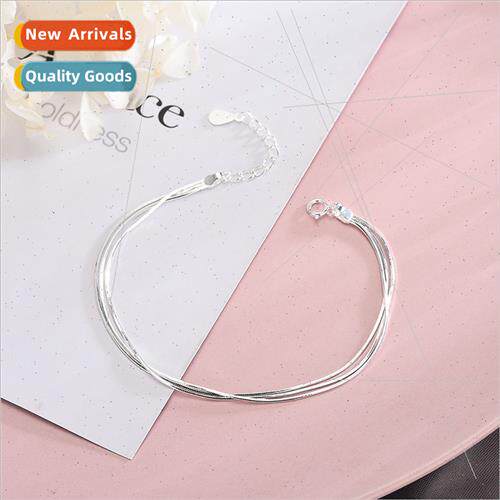 S925 silver Korea simple double layer snake bone bracelet co