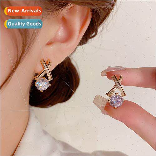 Delicate celebry elegant cross zirconia earrings s925 silver