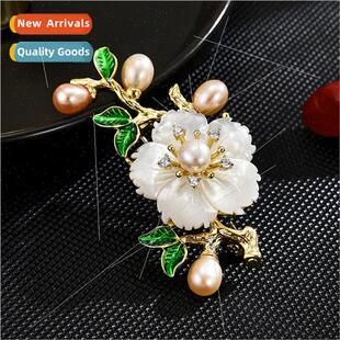 French Vintage Natural Flower Brooch Women Elegant Su Jacket