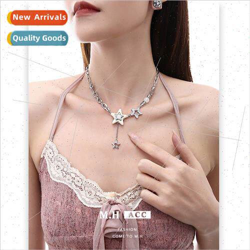 Pentagram wh diamonds necklace tassel fashion pendant female