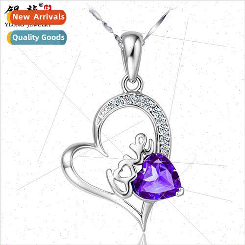 s925 silver jewelry amethyst love love-shaped ladies collarb