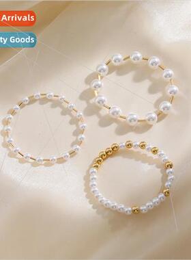 Beaded Gold Metal Pearl Stch Bracelet Women Europe Spring Su