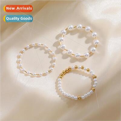 Beaded Gold Metal Pearl Stch Bracelet Women Europe Spring Su