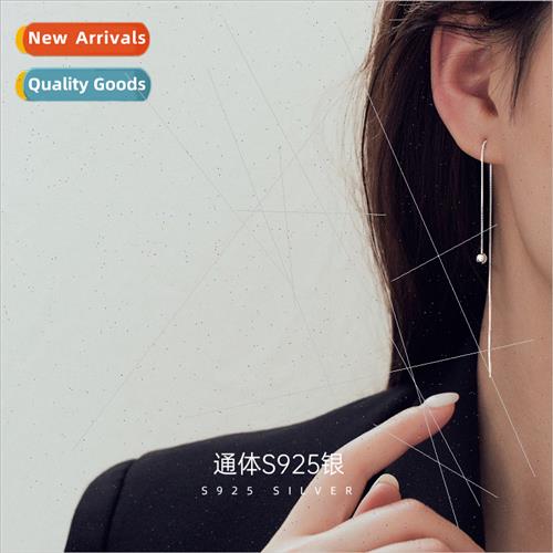 S925 silver round beads ear wire 2022 new raise ear hole lon