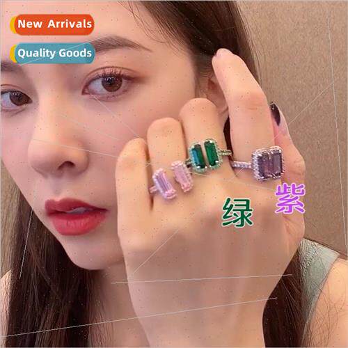 ins cut gemstone ring women cold wind luxury zirconia ring o