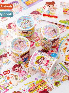 Love floating isldate outing time cute cartoon girl handbook