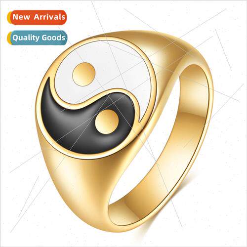 INS Taiji Bagua Ring Wind 304 Tanium Steel Gold Stainless St