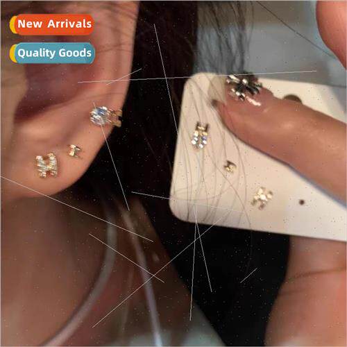 Delicate small senior letter H zirconia sixpcs earrings set