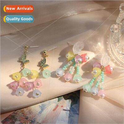 Colorful wind chime flowers Dreamy girl heart earrings frost